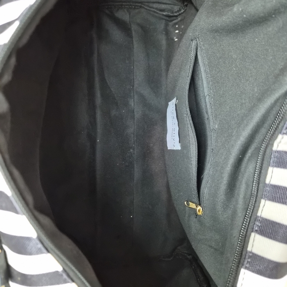 Alice + Olivia Black and White Striped Weekender Duffle Bag - Picture 9 of 11